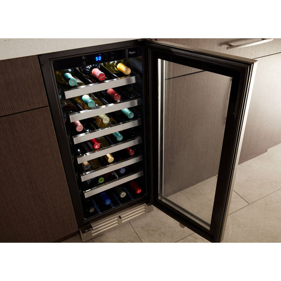 Whirlpool 15-inch W Undercounter Wine Fridge for 34 Bottles, Stainless Steel - WUW35X15DS