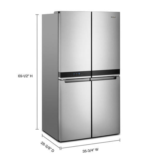 Whirlpool 36 Inch Counter Depth 4 Door Refrigerator with 19.4 cu. ft. Capacity, Fingerprint Resistant Stainless Steel - WRQA59CNKZ