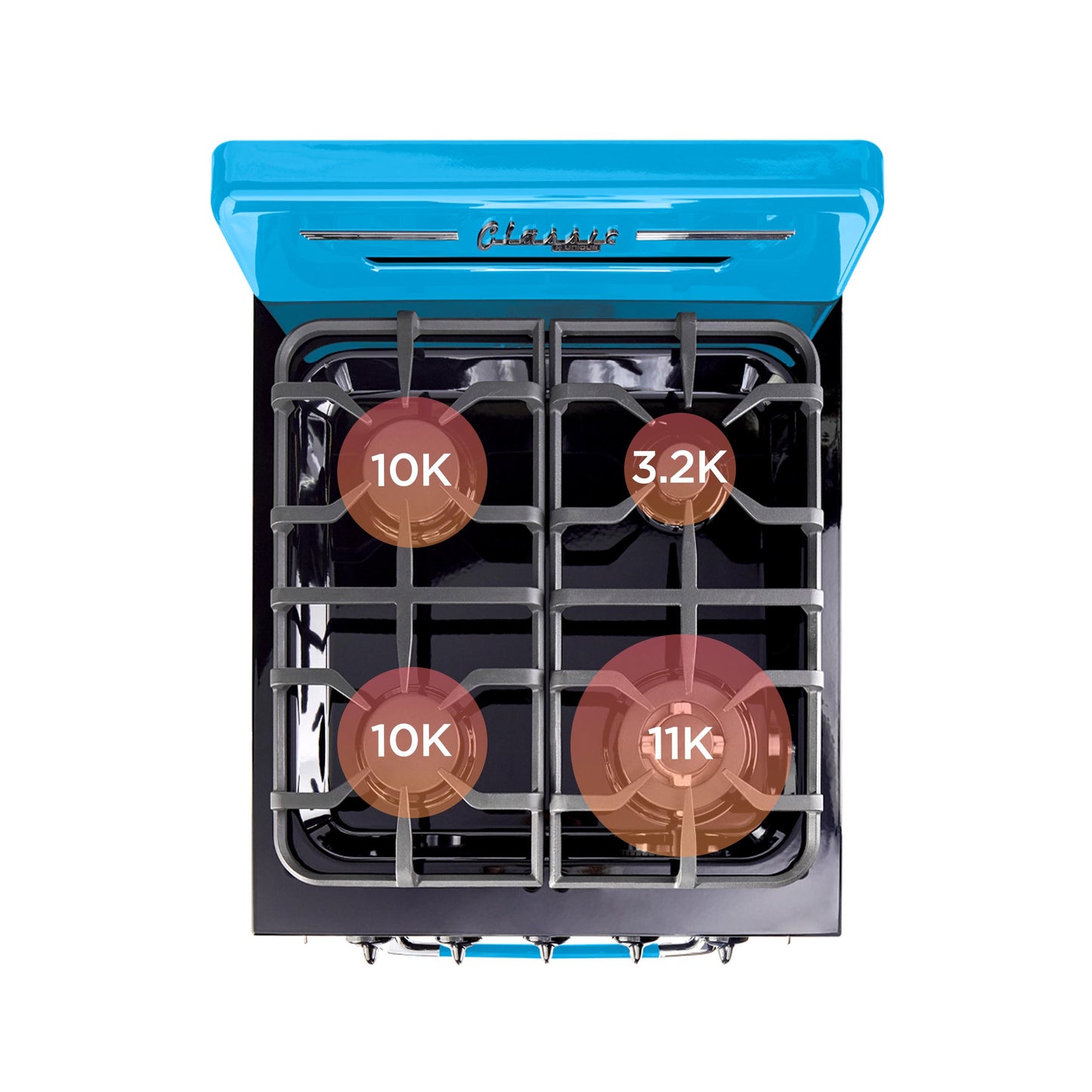Classic Retro 24" Gas Range and Under Cabinet Range Hood Bundle in Robin Egg Blue - UGP-24CR-RB-2B