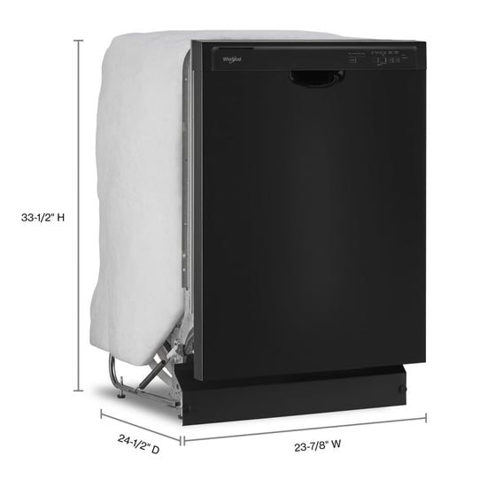 Whirlpool 24 Inch Front Control Built-in Dishwasher, Black - WDF341PAPB