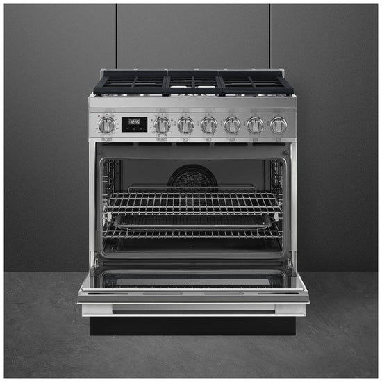 Smeg 30 Inch Dual Fuel Range, Stainless Steel - CPF30UGMX