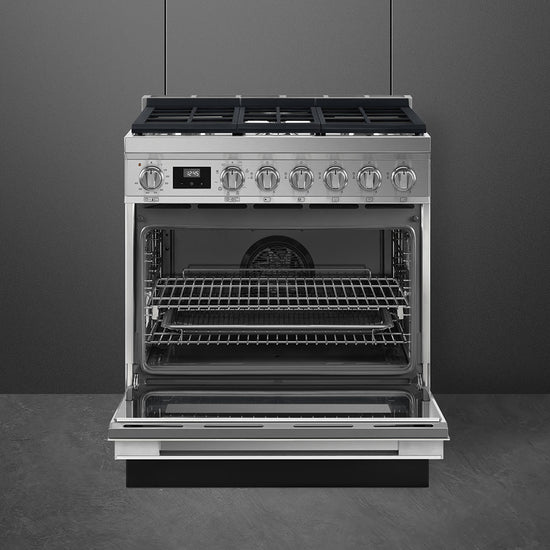 Smeg 30 Inch Dual Fuel Range, Portofino - CPF30UGMX