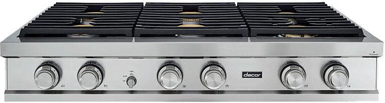 Dacor 48 Inch Gas Cooktop with Six Burners and Stainless Finish - DTT48M876PS