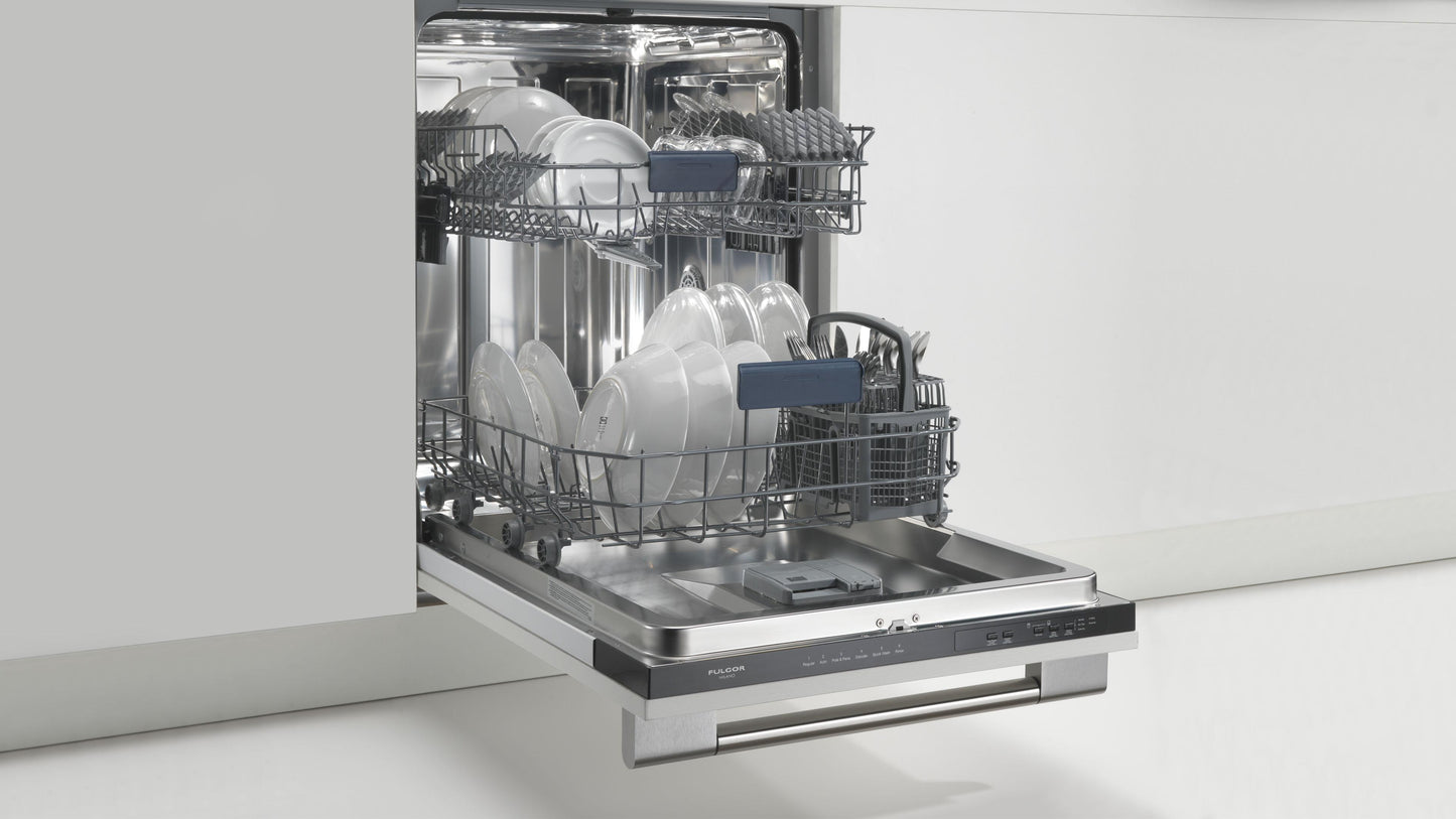 Fulgor Milano 24-inch Fully Integrated Panel Ready Dishwasher with Stainless Steel Interior and 14 Place Settings Capacity - F4DWS24FI1
