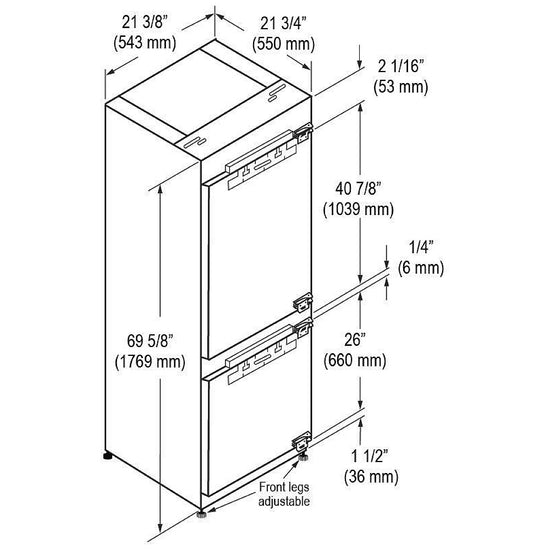 Fulgor Milano Built-In Refrigerator, 22 Inch, Panel Ready - FM4BM22FBI