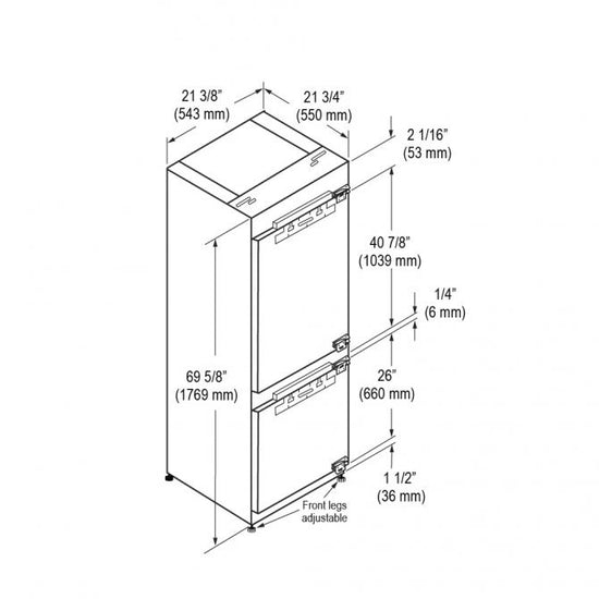 Fulgor Milano 22 Inch Overlay Built-In Bottom Freezer Fridge - FM1BM22FBI