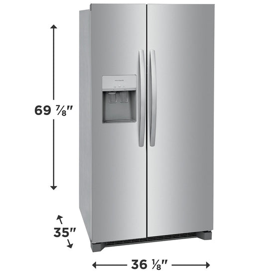 Frigidaire 36 Inch Side-by-Side Refrigerator, 25.6 cu. ft., Stainless Steel - FRSS2623AS