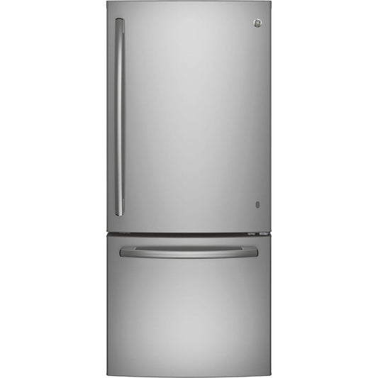 GE 20.9 Cu. Ft. Bottom Mount Refrigerator, Fingerprint Resistant Stainless Steel - GBE21AYRKFS