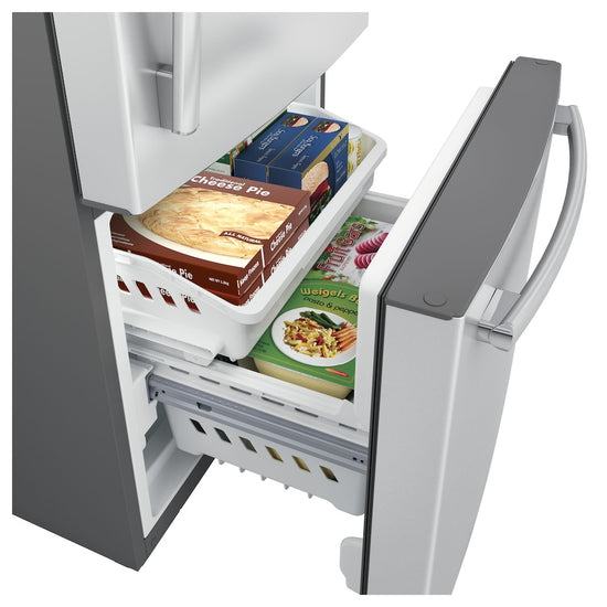 GE 30 Inch Bottom Freezer Refrigerator, 20.9 cu. ft., Stainless Steel - GDE21DYRKFS