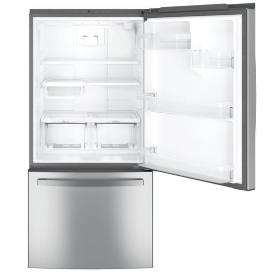 GE 33 Inch Bottom Freezer Refrigerator, Stainless Steel - GDE25EYKFS