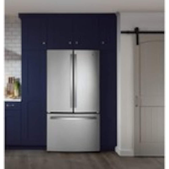 GE 27 cu. ft. French Door Refrigerator with Internal Water Dispenser, Fingerprint Resistant Stainless Steel - GNE27JYMFS