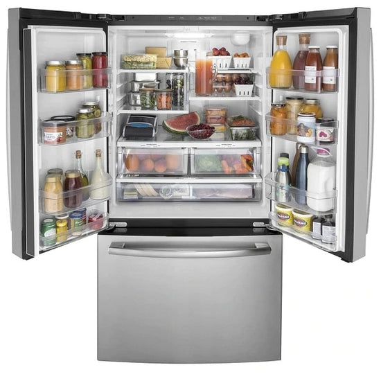 GE 36 Inch French Door Refrigerator, 27 cu. ft., Stainless Steel - GNE27JYMFS