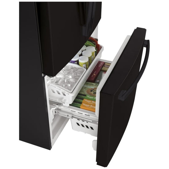 GE 33 Inch French Door Refrigerator, Counter Depth, Black - GWE19JGLBB
