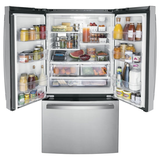 GE 36 Inch Counter-Depth French Door Refrigerator, 21.9 cu. ft., Fingerprint Resistant Stainless - GWE22JYMFS