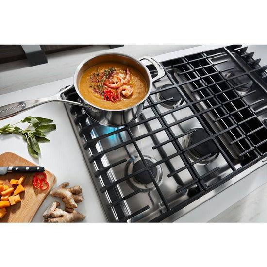 KitchenAid 36-inch Downdraft Gas Cooktop with 5 Burners, Stainless Steel - KCGD506GSS