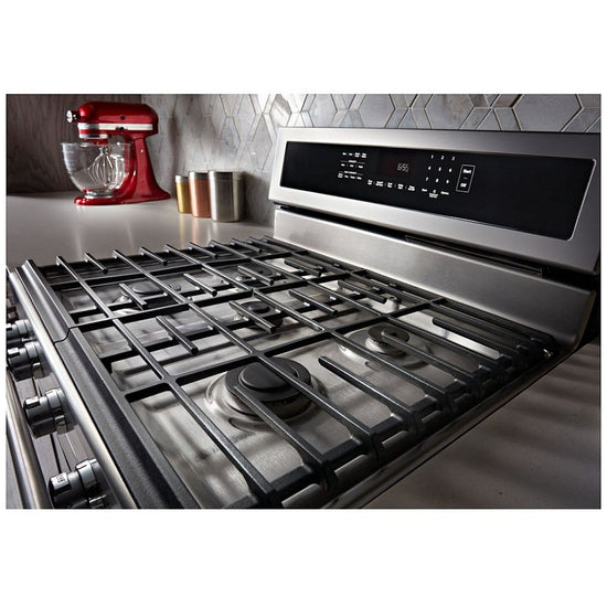 KitchenAid Gas Range with AquaLift Self-Cleaning Technology and Convection Oven - KFGG500EWH