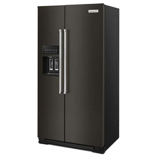 KitchenAid 36 Inch Side-by-Side Refrigerator, PrintShield Black Stainless, Counter Depth - KRSC703HBS