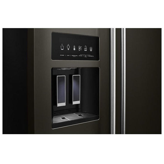KitchenAid 36 Inch Side-by-Side Refrigerator, PrintShield Black Stainless, Counter Depth - KRSC703HBS