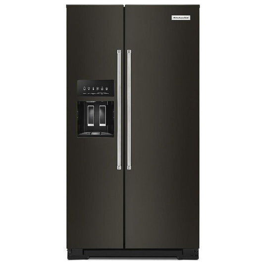KitchenAid 36 Inch Side-by-Side Refrigerator, 24.8 cu. ft., Black Stainless - KRSF705HBS