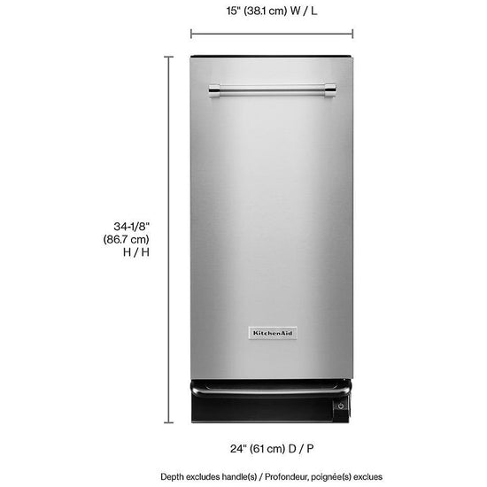 KitchenAid 15 Inch Built-In Trash Compactor, Stainless Steel - KTTS505ESS