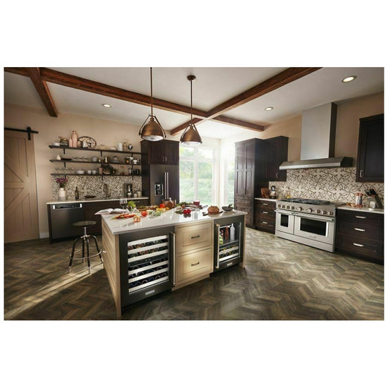 KitchenAid 24 Inch Under Counter Wine Cellar, Black Stainless Steel - KUWL314KBS