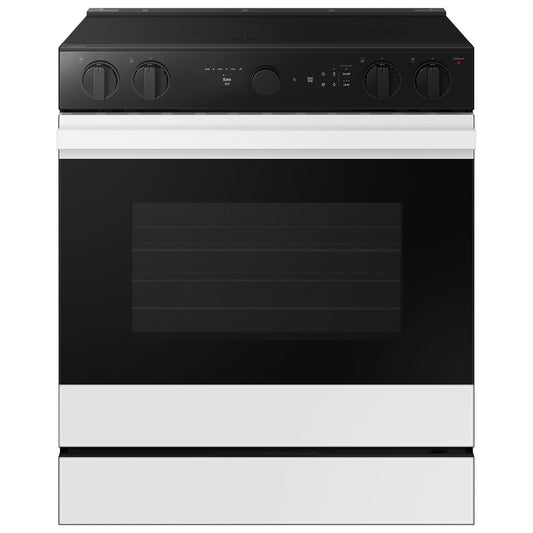 Samsung 30 Inch Slide-In Electric Range, 6.3 cu. ft., White Glass - NSE6DB850012AC