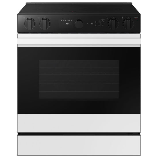 Samsung 30 Inch Slide-In Electric Range, 6.3 cu. ft., White Glass - NSE6DB850012AC