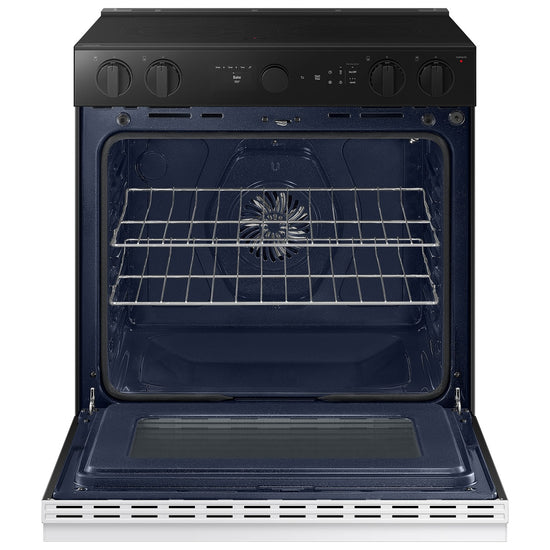 Samsung 30 Inch Slide-In Electric Range, 6.3 cu. ft., White Glass - NSE6DB850012AC
