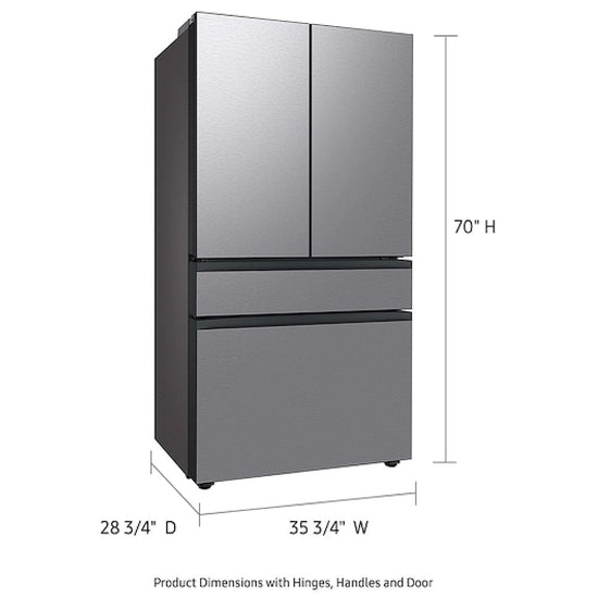 Samsung 36 Inch BESPOKE Counter-Depth 4 Door French Door Refrigerator, Stainless Steel - RF23BB8600QLAA