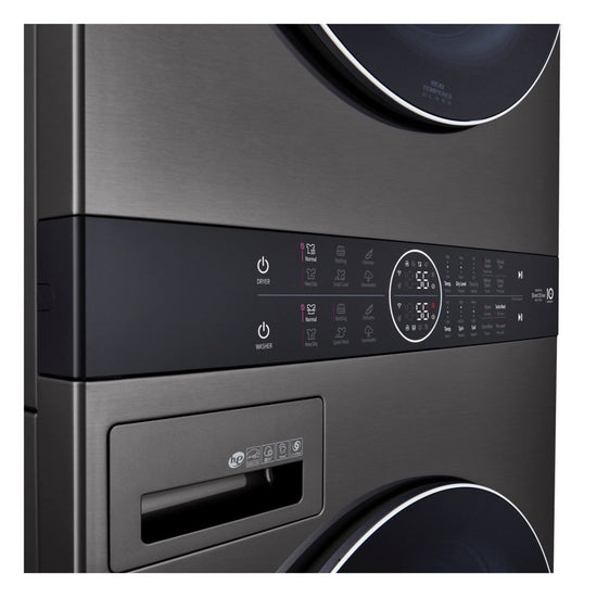 LG Front Load WashTower Laundry Centre with 5.2 cu ft Washer & 7.4 cu ft Electric Dryer, Black Steel - WKEX200HBA
