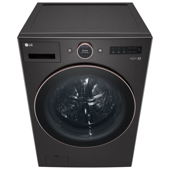 LG 5.0 cu. ft. Stackable Smart Front Load Washer, Black Steel - WM6500HBA