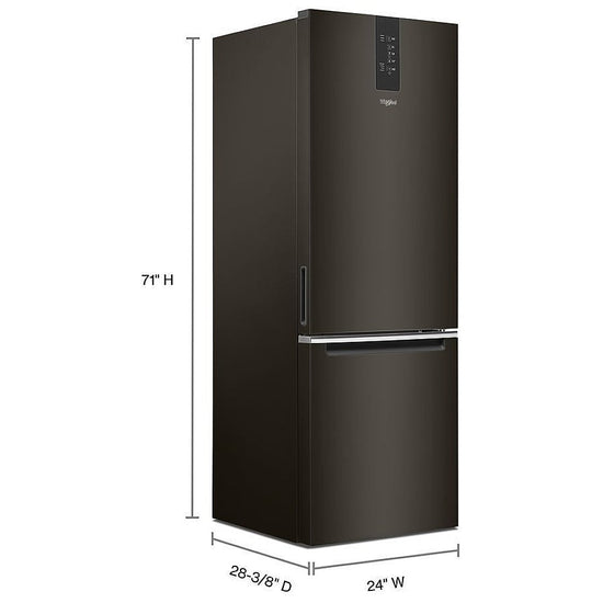 Whirlpool 24 Inch Bottom-Freezer Refrigerator, 12.9 cu. ft., Black Stainless - WRB543CMJV