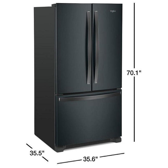 Whirlpool 36 Inch French Door Refrigerator with 25 Cu. Ft. Capacity, Black Stainless - WRF535SWHV