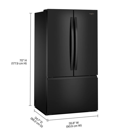 Whirlpool 36 in. Standard Depth French Door Refrigerator in Black with Interior Water Dispenser - WRFF3336SB