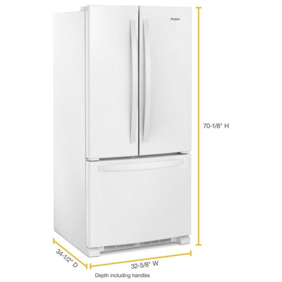 Whirlpool 33 Inch French Door Refrigerator, White - WRFF5333PW