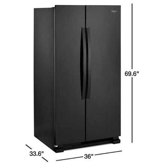 Whirlpool 36 Inch 25 Cu. Ft. Side-by-Side Refrigerator, Black - WRS315SNHB