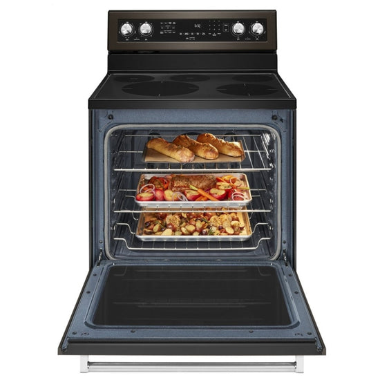 KitchenAid 6.4 Cu. Ft. Electric Range with AquaLift and Self-Clean, Black Stainless Steel - YKFEG500EBS