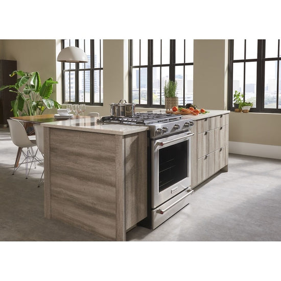 KitchenAid 30 Inch Slide-In Dual Fuel Range with Baking Drawer, Stainless - YKSDB900ESS