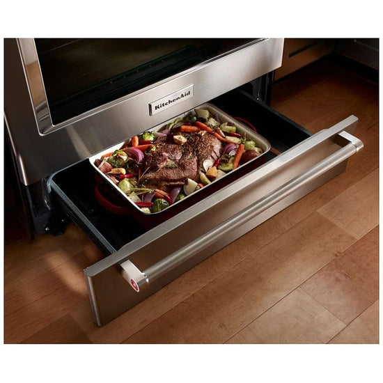KitchenAid 30-Inch Electric Convection Slide-In Range with Baking Drawer - YKSEB900ESS