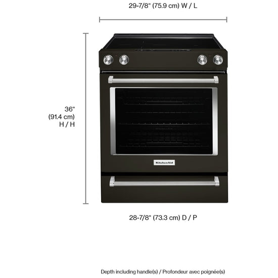 KitchenAid 30 Inch Slide-In Electric Range with True Convection - YKSEG700EBS