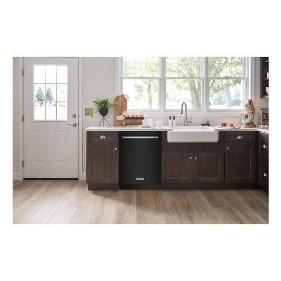 KitchenAid 24 Inch Black Top Control Dishwasher with Stainless Steel Tub - KDTE204KBL