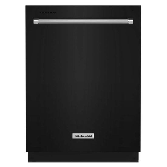 KitchenAid 24 Inch Black Top Control Dishwasher with Stainless Steel Tub - KDTE204KBL