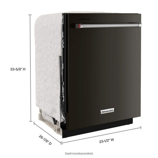 KitchenAid 24 Inch Black Stainless Top Control Dishwasher with Third Level Rack - KDTM604KBS