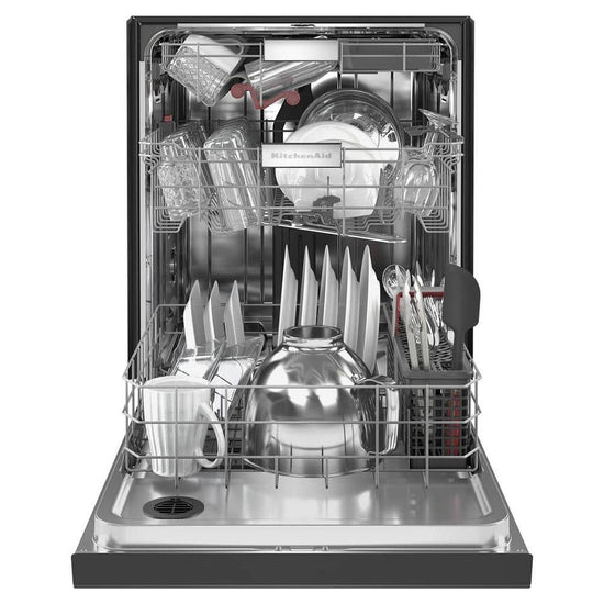 KitchenAid 24 Inch Black Stainless Top Control Dishwasher with Third Level Rack - KDTM604KBS