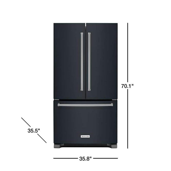 KitchenAid 36 Inch French-Door Refrigerator, 25 Cu. Ft., Black Stainless - KRFF305EBS
