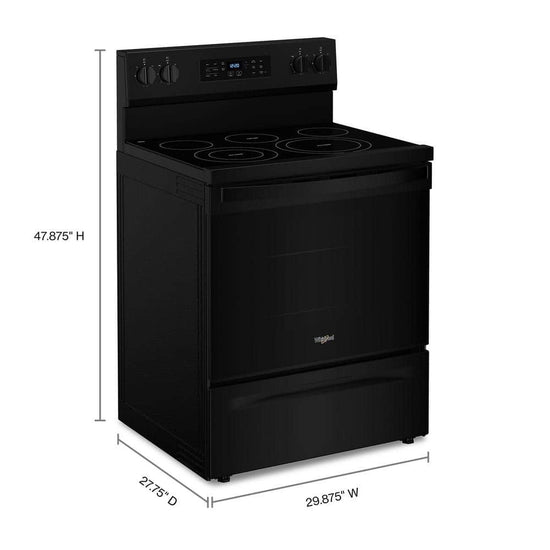 Whirlpool 5.3 Cu. Ft. Electric Range with No Preheat Air Fry, Black - YWFES5030RB