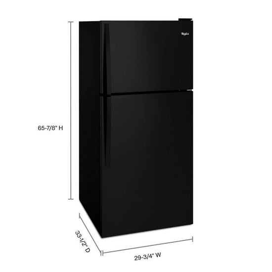 Whirlpool 30 Inch Top Freezer Refrigerator, Black - WRT148FZDB