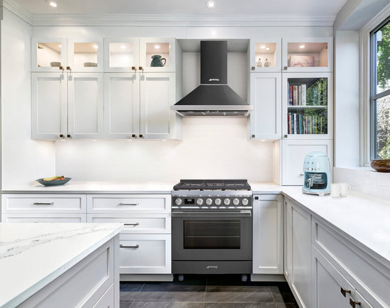 Smeg 30 Inch Dual Fuel Range, Portofino Anthracite - CPF30UGMAN