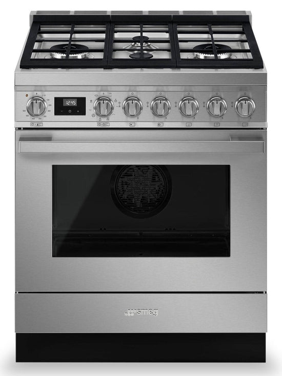 Smeg 30 Inch Dual Fuel Range, Stainless Steel - CPF30UGMX