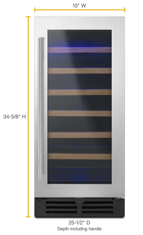 Whirlpool 15-inch W Undercounter Wine Fridge for 34 Bottles, Stainless Steel - WUW35X15DS